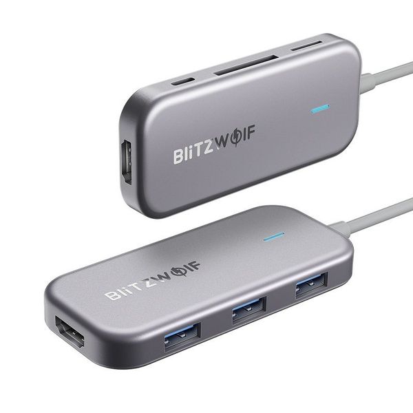 7v1 Blitzwolf BW-TH5 Rozbočovač USB-C na 3xUSB 3.0, HDMI, USB-C PD, SD, microSD