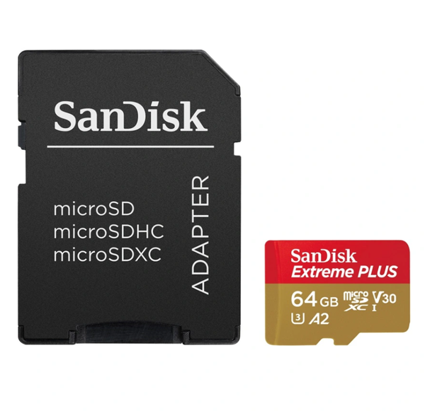 SanDisk Extreme PLUS micro SDXC 64GB + SD adaptér UHS-I U8